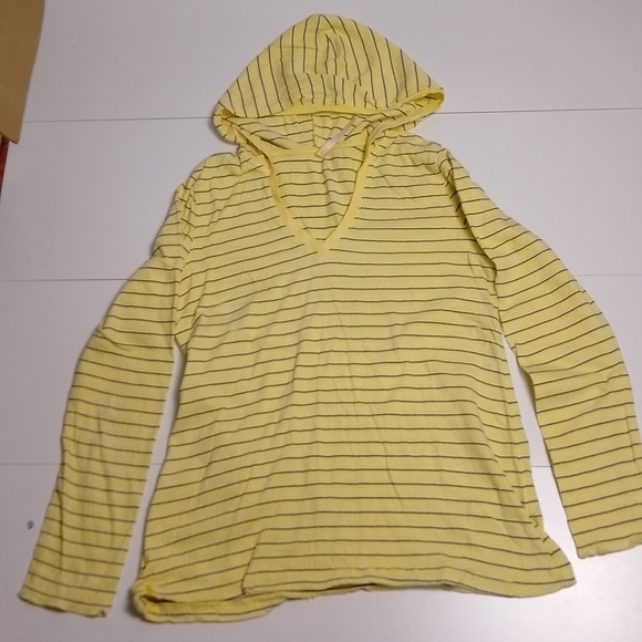 Lolë striped  yellow and blue hoodie. Woman L. Light, stretchy, spring - Picture 1 of 5